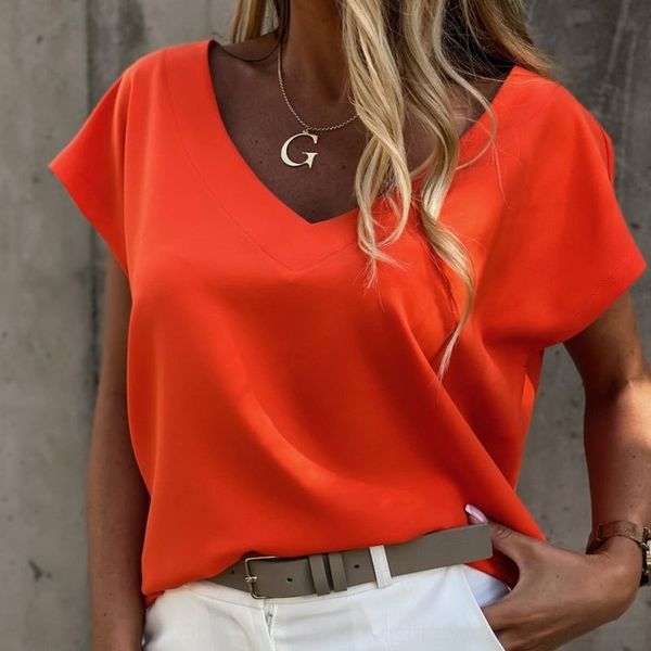 

wyn 2021 summer women's coat v-neck bat women's t-shirt sleeve loose large short sleeve t-shirt casual top, White