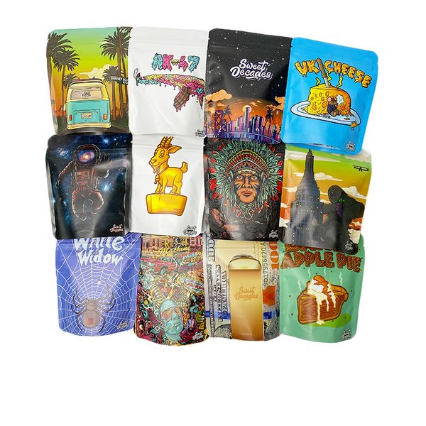 

empty flower mylar bags 3.5g back clear window matte stand up pouch zipper 4*5inch smell proof packaging bag sweet decades