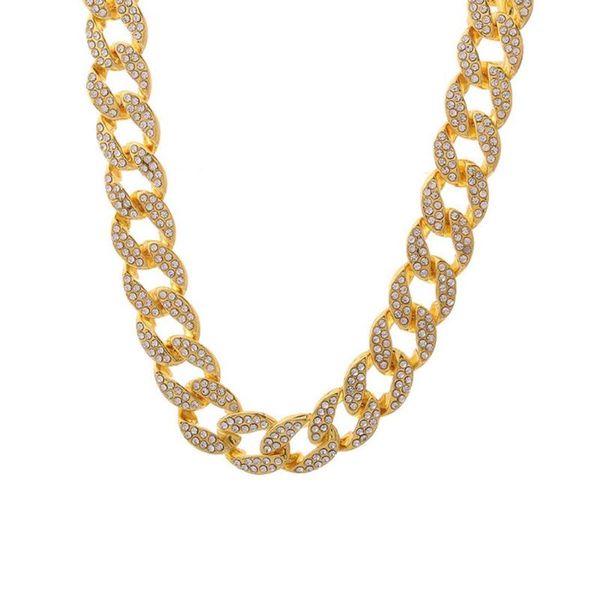 

chains american hipster cool accessories men hip hop necklace encrusted with diamond large cuba gold chain, Silver
