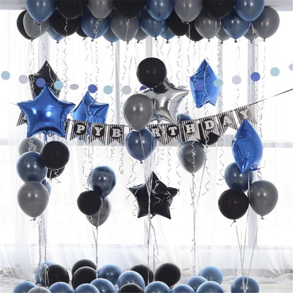 

party decoration happy birthday decorations customized supplies blue black balloons decor po backdrop