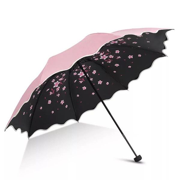 

umbrellas brand flower umbrella for women folding fashion girl parasol sun portable strongly rain female uv clear light