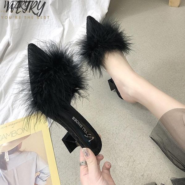 

slippers 2021 spring summer autumn winter home cotton plush women indoor\ floor flat shoes zapatos de mujer, Black
