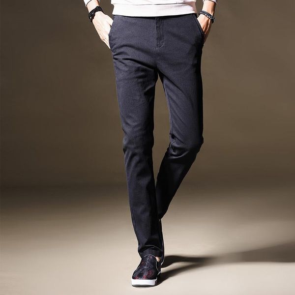 

arrival brand mens casual business pant stretch trousers regular straight black gray fashion slim worksuit men's pants