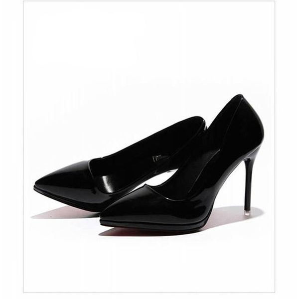 

dress shoes women pumps fashion shallow thin high heels party office lady's pointed toe summer stilettos mujer, Black