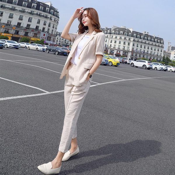 

women's suit spring and autumn loaded fashion casual office ladies ol was thin temperament pure color two / piece set pants, White