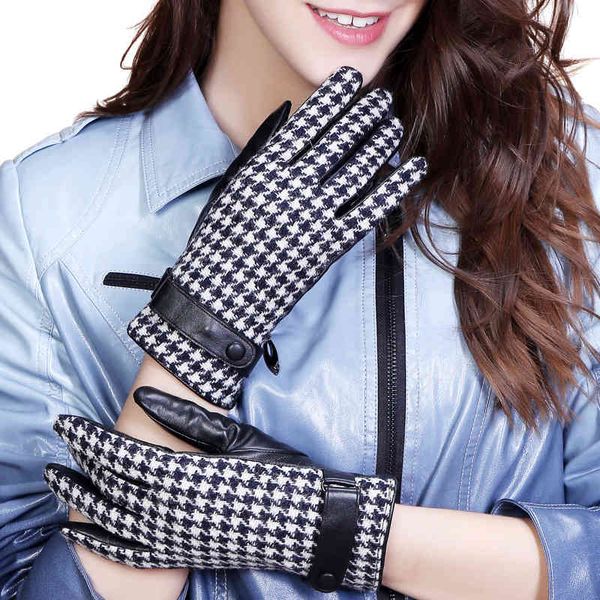 

winter warm gloves touch screen gloves real sheepskin, Blue;gray