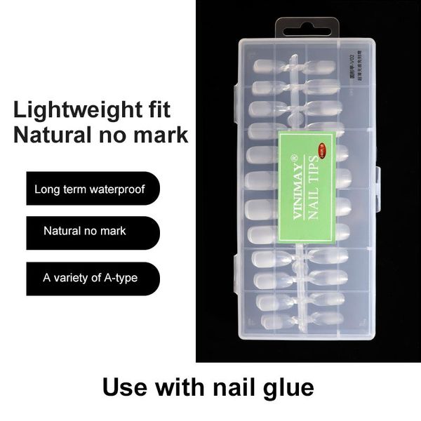

240pcs nail tips ultra-thin frosted sheets non-marking extension nails transparent water drop manicure tool art kits