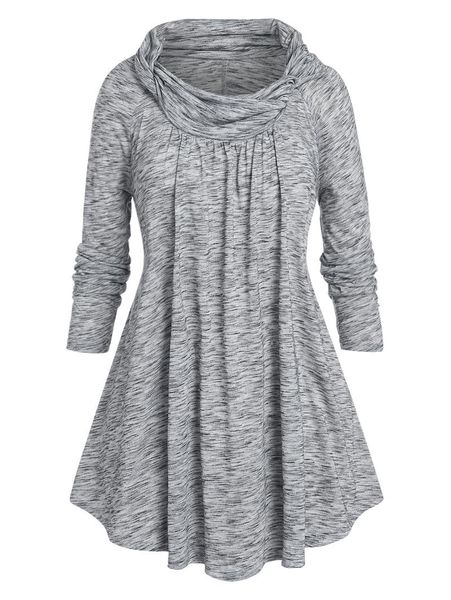

women's t-shirt plus size cowl neck raglan sleeve space dye, White