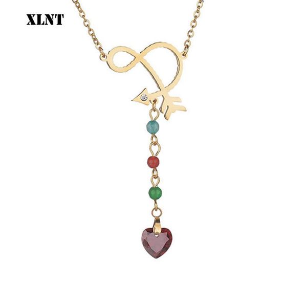 

pendant necklaces xlnt arrow necklace heart crystal women boho stone jewelry gifts for drop, Silver