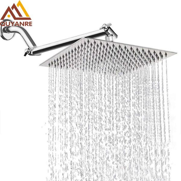 

bathroom shower heads chrome rainfall faucet set 8/10/12 ultrathin rotation head with wall mount adjustable extension folding arm