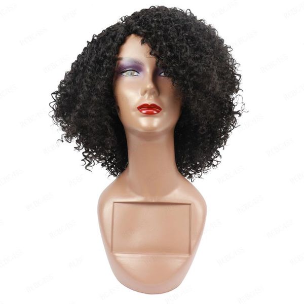

synthetic wigs rebcass afro black curly for women short bob glueless durable high tempereature preplucked deep wave