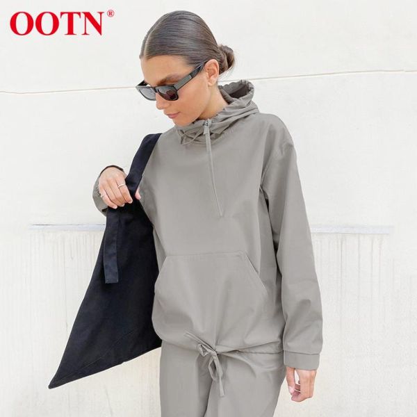 

women's hoodies & sweatshirts ootn gray casual lace-up hoddies women fashion loose pullover female spring autumn 2021 long sleeve pocke, Black
