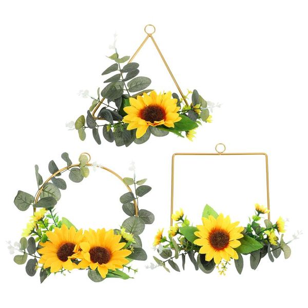 

party decoration 3 pcs artificial sunflower garland pendant fake wreath hanging decor home
