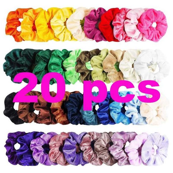 50/20/12/12/10/6pcs moda veludo / seda scrunchie elástica elástica faixas de borracha cordas goma para as mulheres acessórios de cabelo