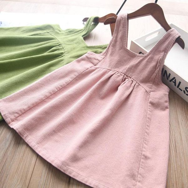 

girl's dresses 2021 spring girls corduroy dress children's clothing wholesale, Red;yellow