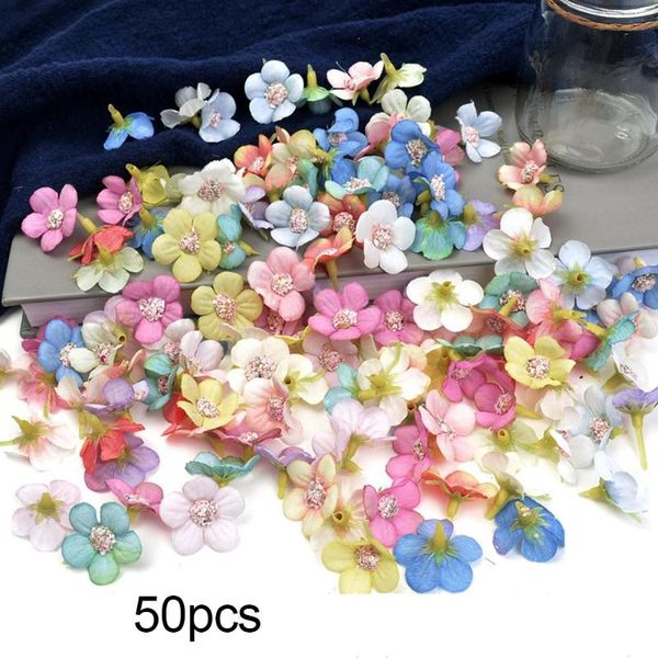 

decorative flowers & wreaths 50pcs multicolor mini artificial simulation marguerite flower heads silk cloth diy parts home decoration