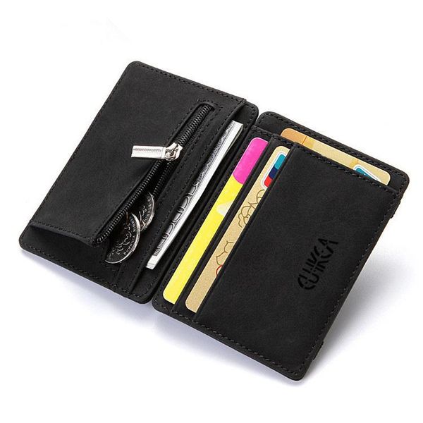 

wallets 2021 men male pu leather mini small magic ultra thin zipper coin purse pouch plastic credit bank card case holder, Red;black