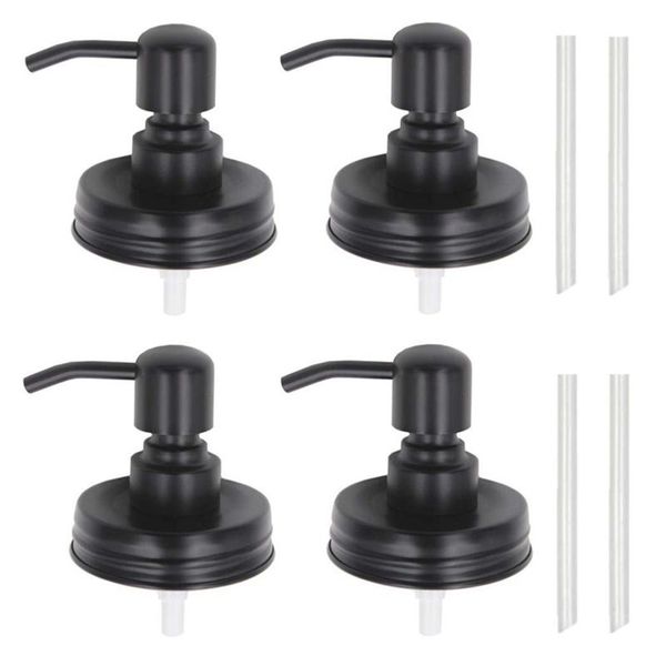 

4packs anti leak lids lotion rustproof 16oz mouth diy with pump decor mason jar soap dispenser straw brush stainless steel liquid