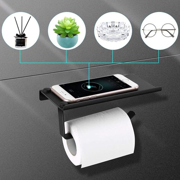 

toilet paper holders drill bathroom holder organizer tissue box alloy shelf board with roll dispenser disposable