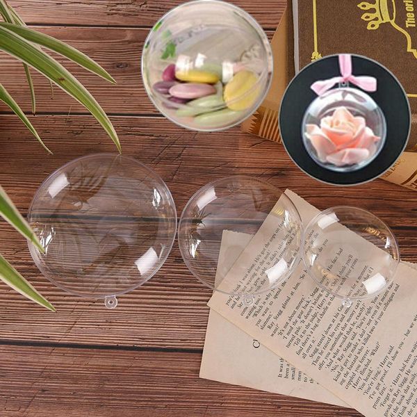 

1pc 70/90/110mm christmas tree decorations ball transparent open plastic clear bauble ornament gift present box decoration party