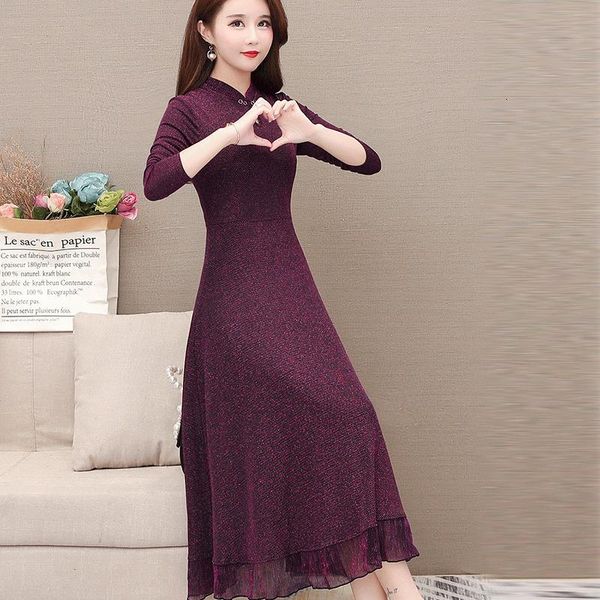

casual dresses autumn winter women dress plus size 4xl solid color mesh lace korean slim fashion long, Black;gray