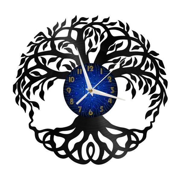 

wall clocks plant tree modern design home decor creativity 12 inch record led clock for living room kitchen art decoration