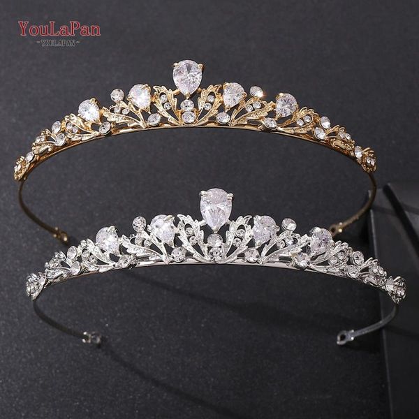 

hair clips & barrettes youlapan hp332 rhinestone headdress crystal bridal headwear crown wedding accessories tiara party banquet, Golden;silver