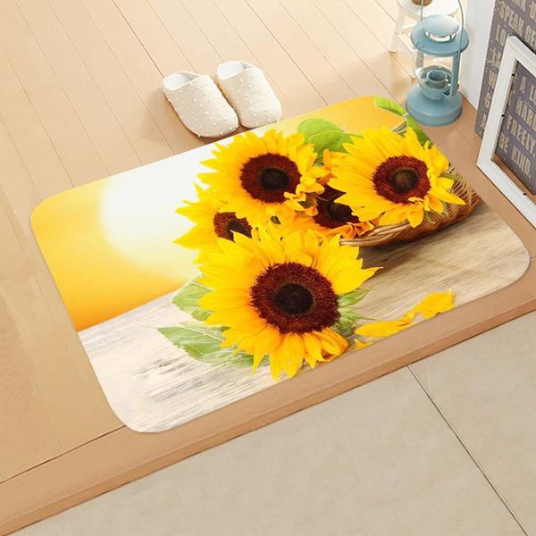 

cushion/decorative pillow 3d printed sunflower floor mat non-slip water-absorbing rug living room kitchen cleaning foot pad sofa carpet
