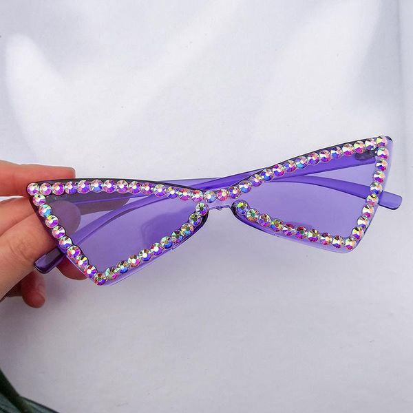 

2020 vintage fashion cat eye triangle sunglasses women famous design diamond frame rimless sun glasses for female, White;black