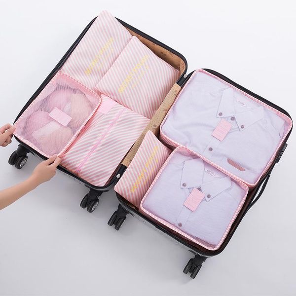 

duffel bags july' sdosac 7pcs/set cherry travel storage solid color large capacity portable clothing sorting pouches