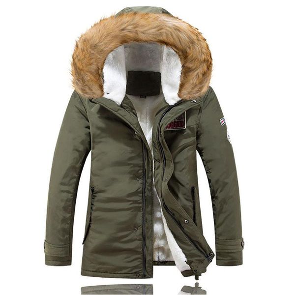 

men's trench coats large fur collar hat hooded parka jacket male coat winter men 2021 leisure thick warm waterproof, Tan;black