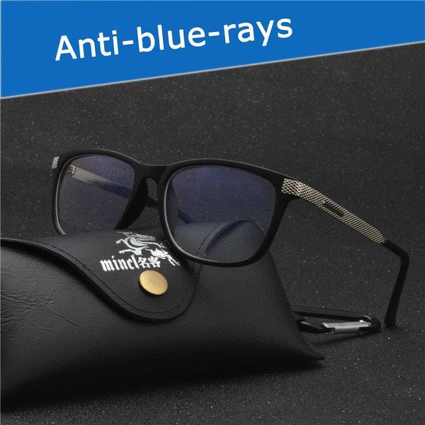 

mincl/gaming glasses men retro full frame optical eyeglasses computer reading clear lens blue light with box fml fashion sunglasses frames, Black