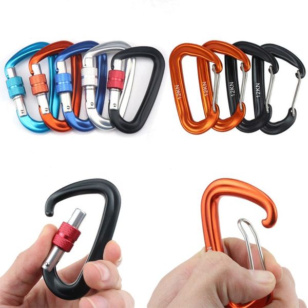 

professional climbing carabiner d shape mountaineering buckle hook 12kn safety lock outdoor equipment accessory cords, slings and webbing