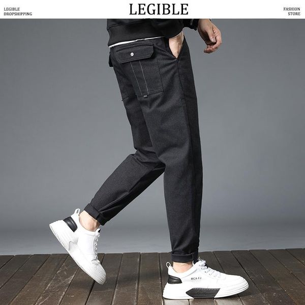 

men's pants autumn spring harem men solid mens pant loose casual ankle-length, Black