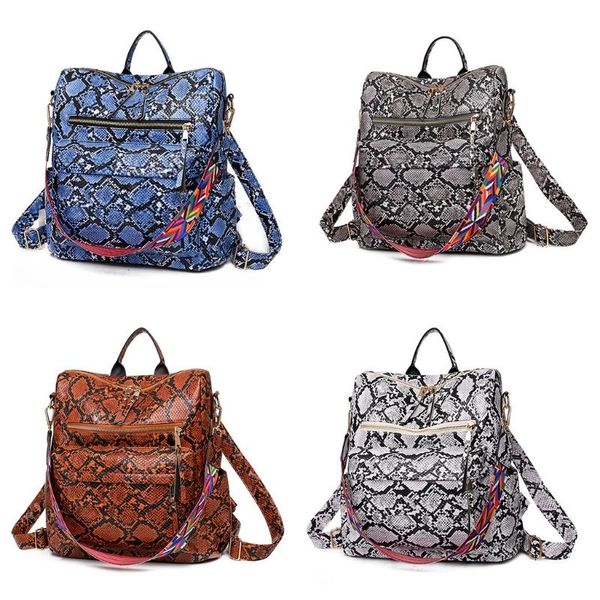 

crossbody bags for women backpack purse handbag ladies casual snakeskin print multipurpose travel rucksack