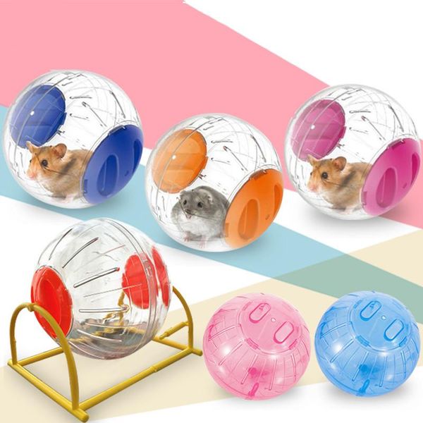 

14/16cm plastic jogging ball for hamster breathable clear with bracket small running gerbil rat exercise toy animal supplies