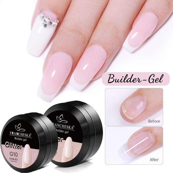 

nail gel fast builder acrylic art glitter polish extension manicure, Red;pink