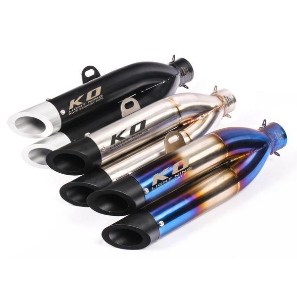 

universal motorcycle exhaust dual tail pipe without 51mm diameter 420mm length carbon fiber and aluminum alloy system