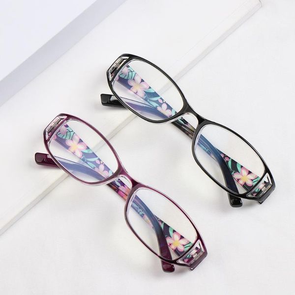 

fashion sunglasses frames printed reading glasses anti-blue light spring hinge rectangular presbyopic for women eyewear, Black