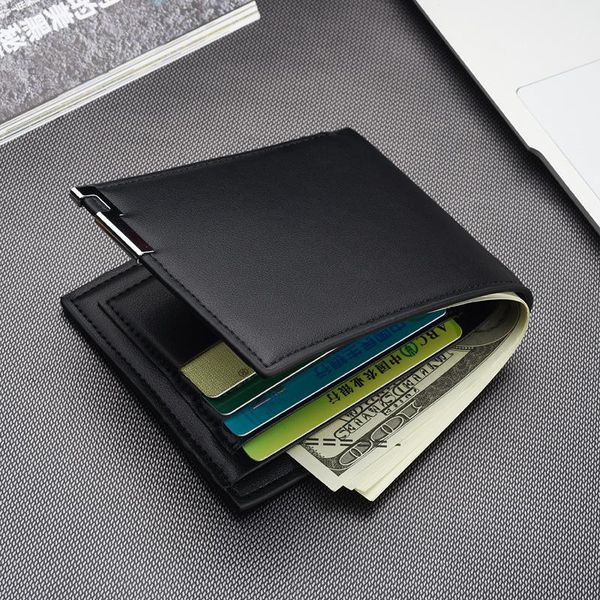 

wallets men's wallet short multi-card coin purse iron edge pu fashion youth horizontal trend money bag card holder storage pack, Red;black