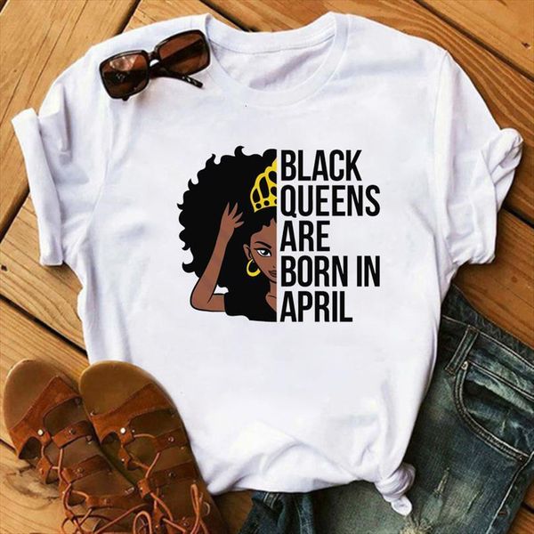 

maycaur afro girl africa men t shirts hair crown melanin queen female o neck black girls tees fashion, White;black