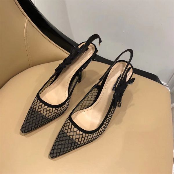 

classic lady sandals female designer shoes bow tie striped stiletto heels with letter webbing brand back empty for spring summer fall a spid, Black