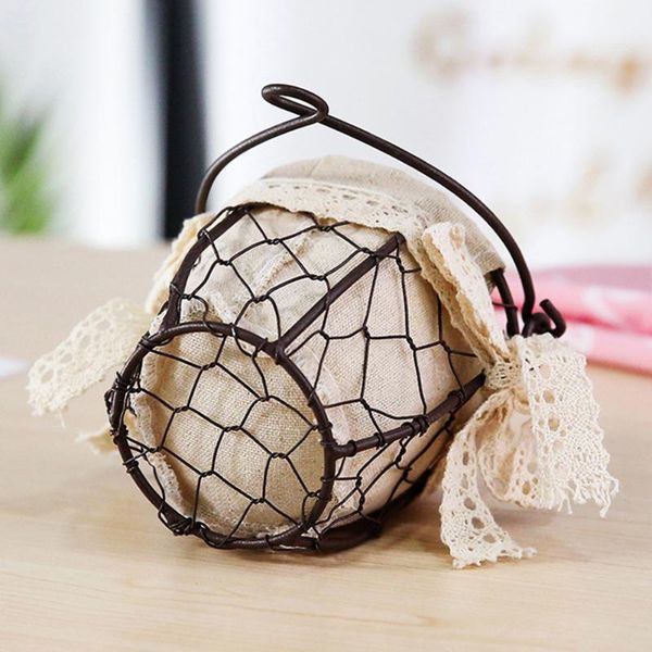 

1/2pcs portable wrought iron storage basket with cloth liner handheld waterproof hanw88 baskets