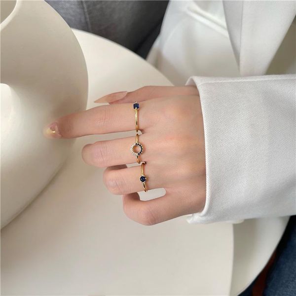 

wedding rings stylish blue rhinestone open set for women luxury engagement ring, Slivery;golden