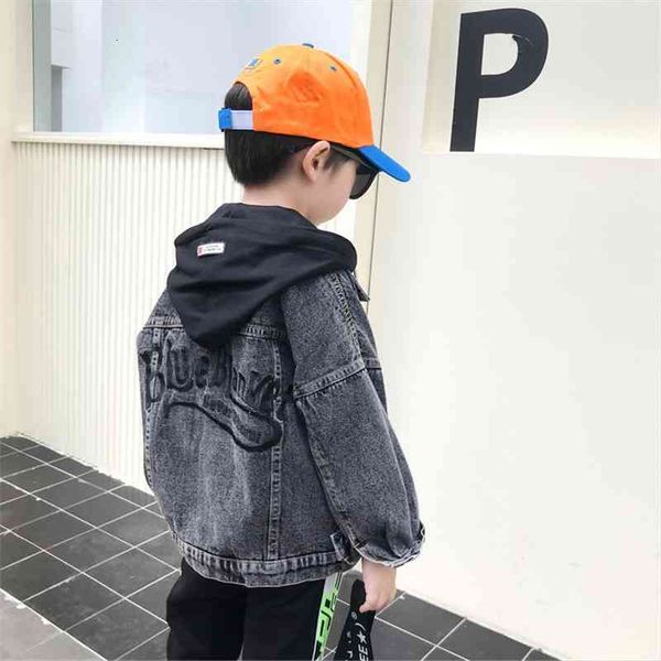 

jeans jacket boys kids denim autumn with hood motorcycle coat outerwear baby outfit children windbreaker 2 3 4 5 6, Blue;gray