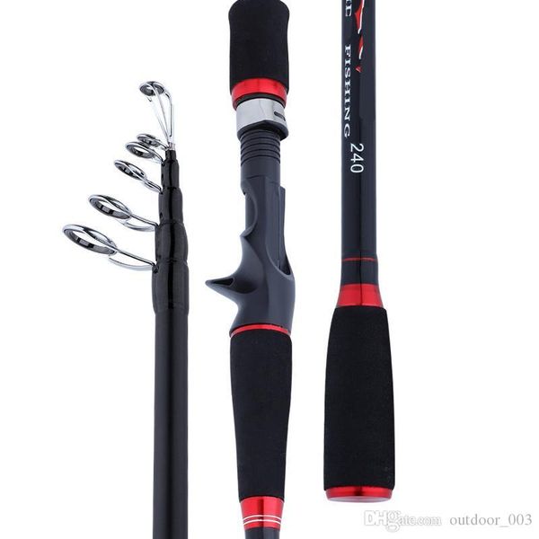 

telescopic road 2.4m fish rods aachen carbon gun handle straight balance shank fish pole throwing vibration type portable fishing rod