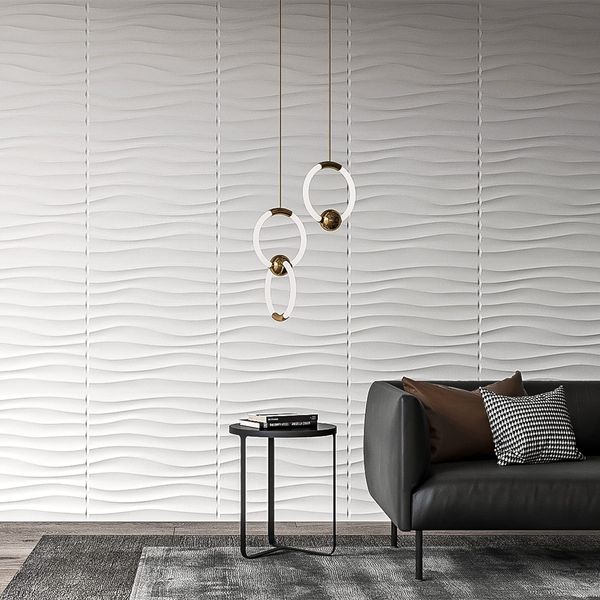 Art3d Plastica 3D Wallpaper Panel PVC Wave Wall Design Bianco 12 Piastrelle 32 SF