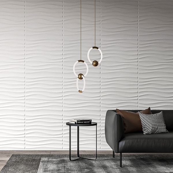 

art3d plastic 3d wallpaper panel pvc wave wall design white 12 tiles 32 sf