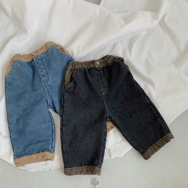

autumn winter arrival boys and girls fashion denim pants kids warm jeans trousers, Blue