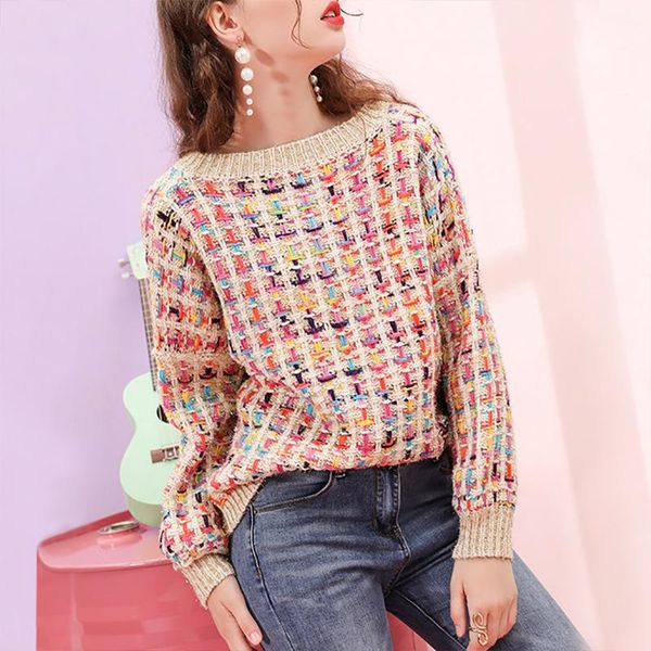 

women's sweaters paris girl knitted sweater women casual lady autumn winter loose korean style lantern sleeve color-hit pullover jumper, White;black